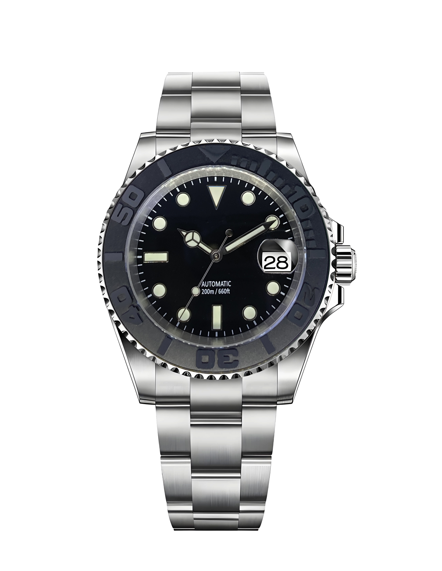 rolex style black dial submariner watch for man