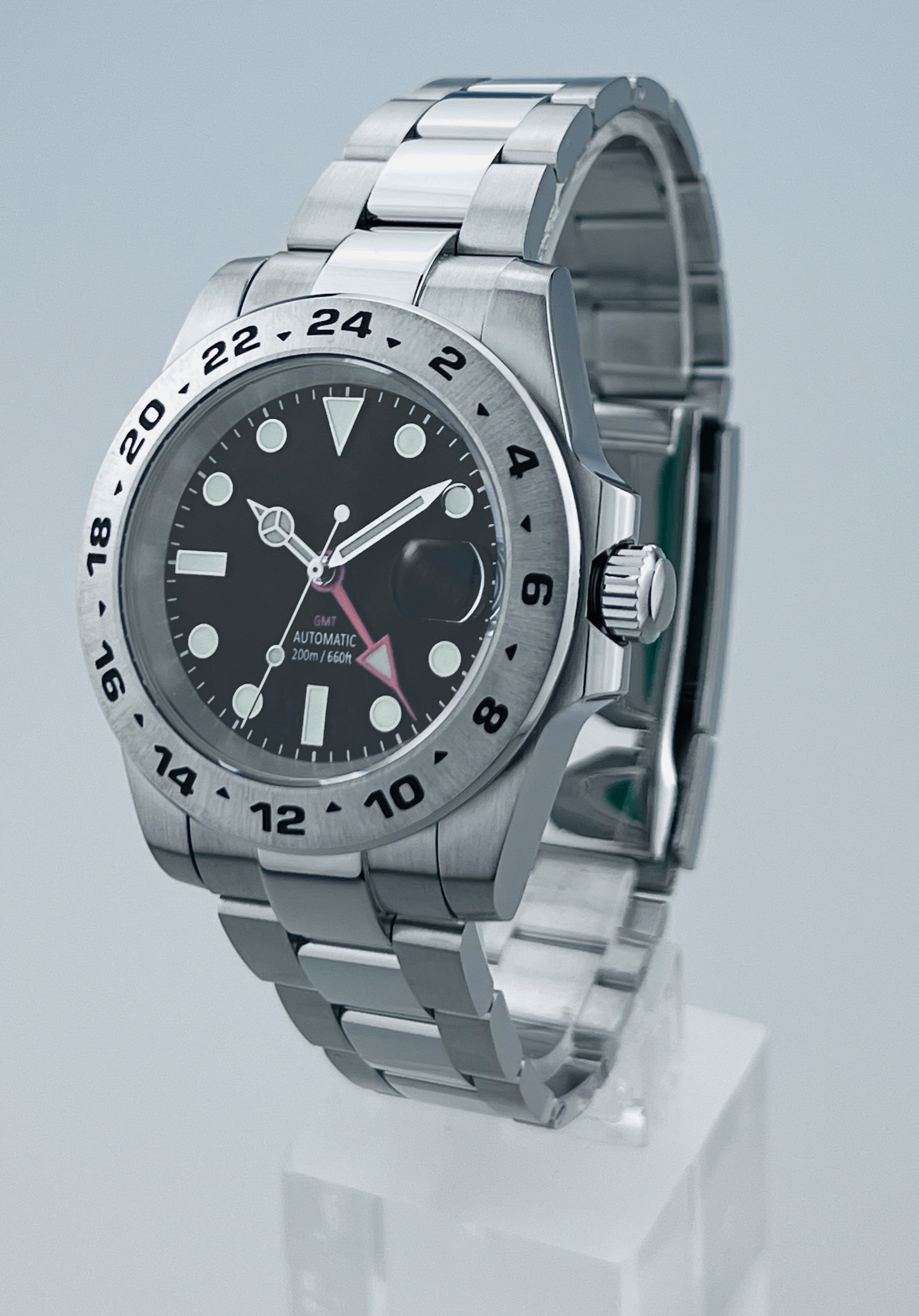 rolex style stainless steel submariner gmt watch