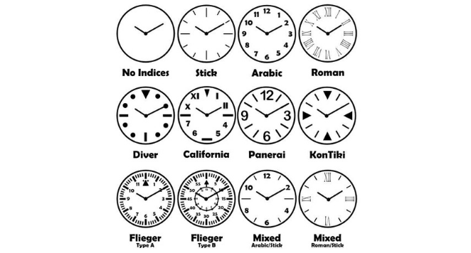 different watch dial index designs