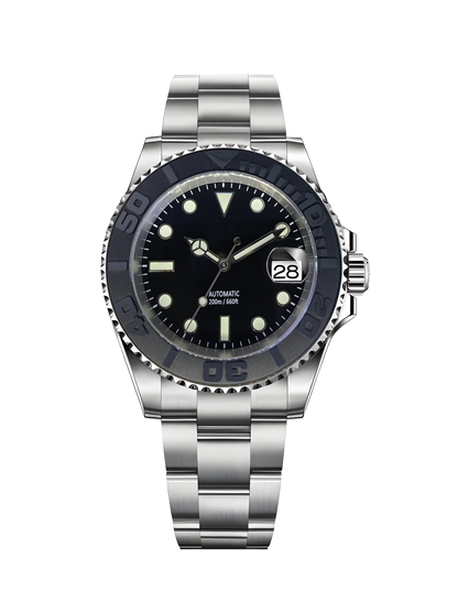 rolex style black dial submariner watch for man