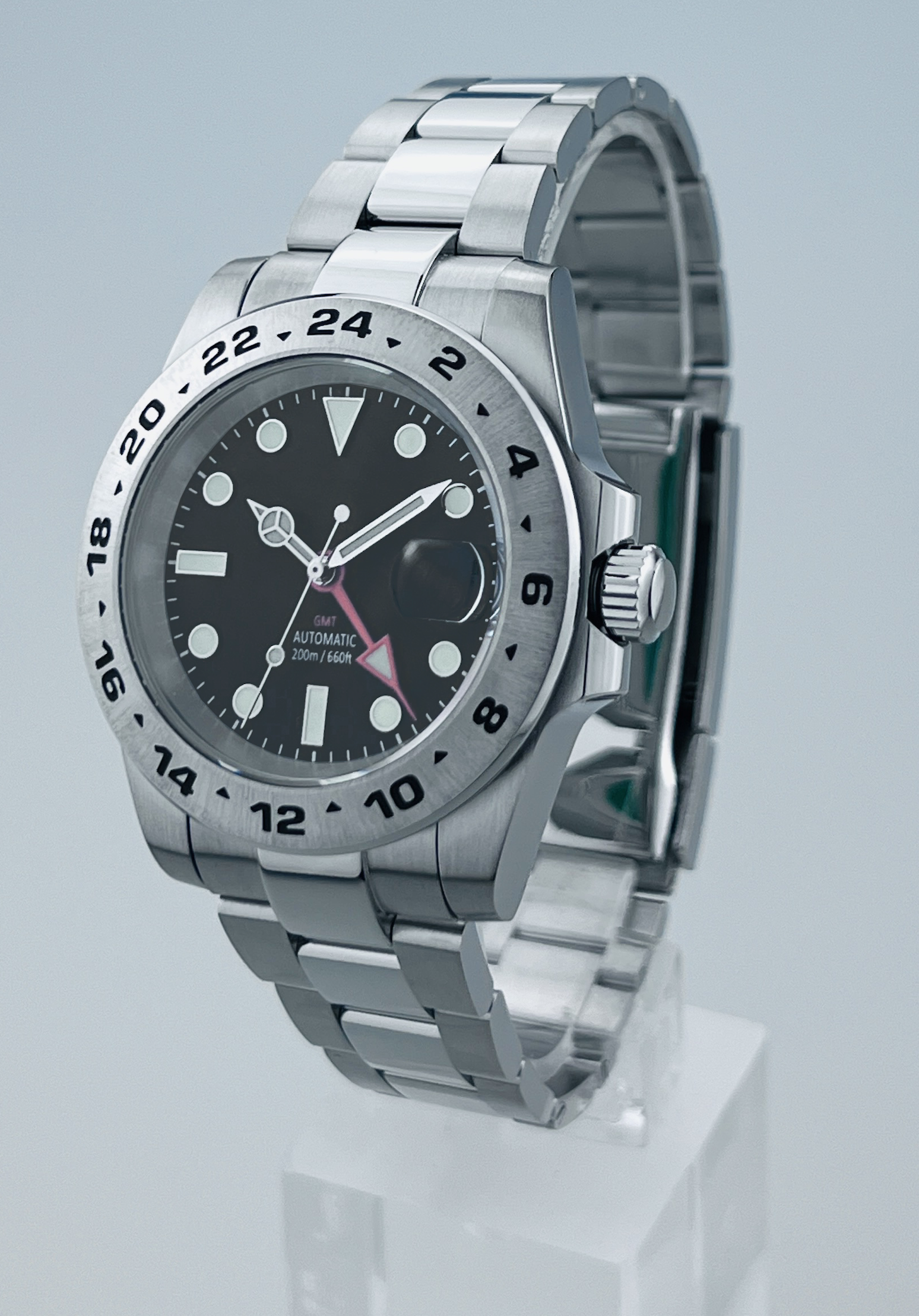 rolex style stainless steel submariner gmt watch