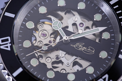 Stainless Steel Skeleton Black Submariner Custom Signature Watch