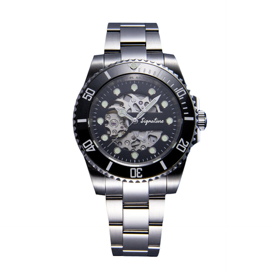 Stainless Steel Skeleton Black Submariner Custom Signature Watch