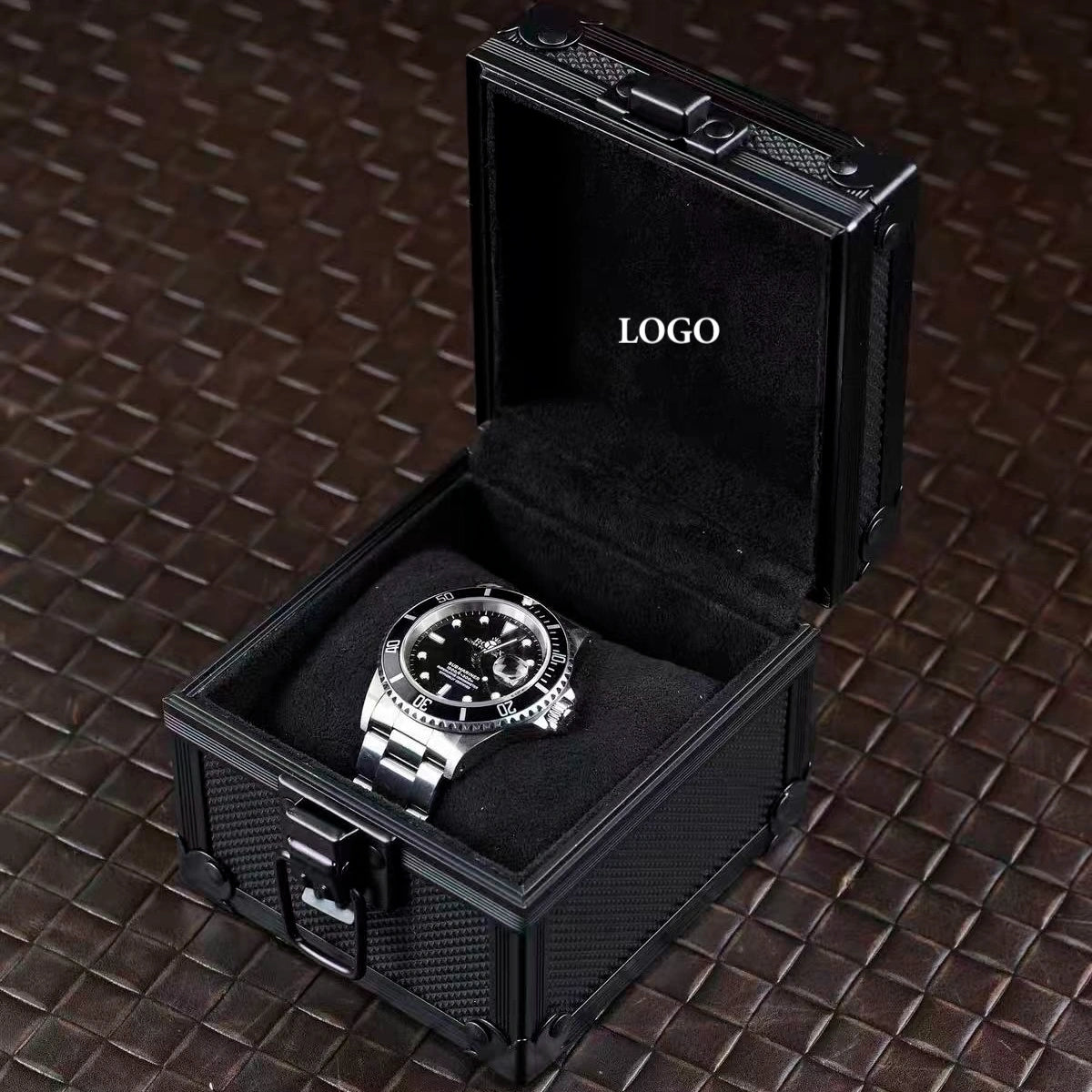 Luxury Single Watch Display Box – Aluminum Frame, Velvet Lining, Custom Logo Available