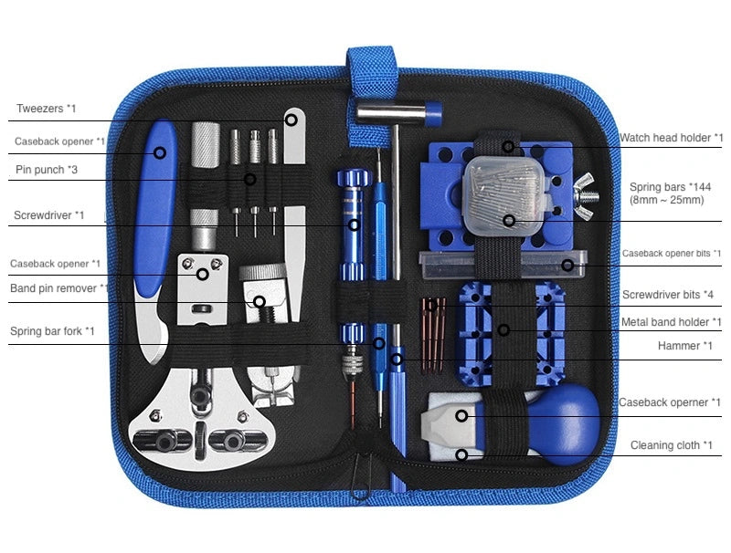 Watch Repair Tool Kit – Complete 20-Pc Set with Black Zipper Case, Portable & Professional