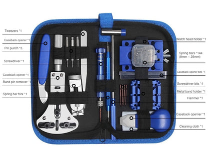 Watch Repair Tool Kit – Complete 20-Pc Set with Black Zipper Case, Portable & Professional