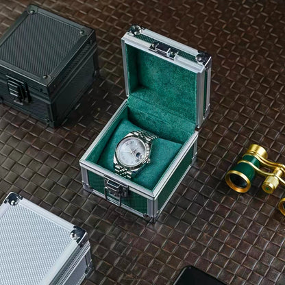 Luxury Single Watch Display Box – Aluminum Frame, Velvet Lining, Custom Logo Available